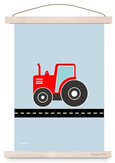 poster tractor rood