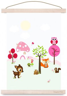 poster  forest friends pink