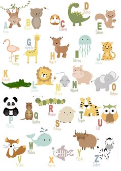 poster   Alphabet Dieren  (nieuwe uitvoering)