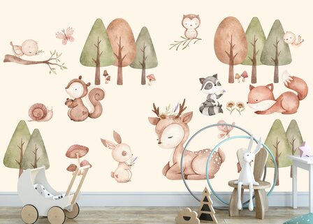 Behang woodland friends