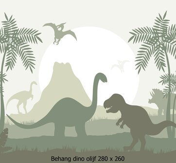 Behang  kinderkamer dino olijf