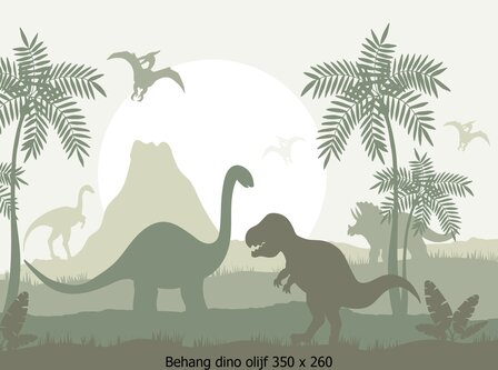 Behang  kinderkamer dino olijf