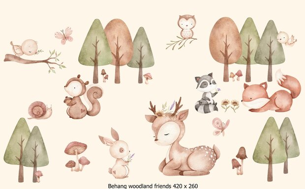 Behang woodland friends